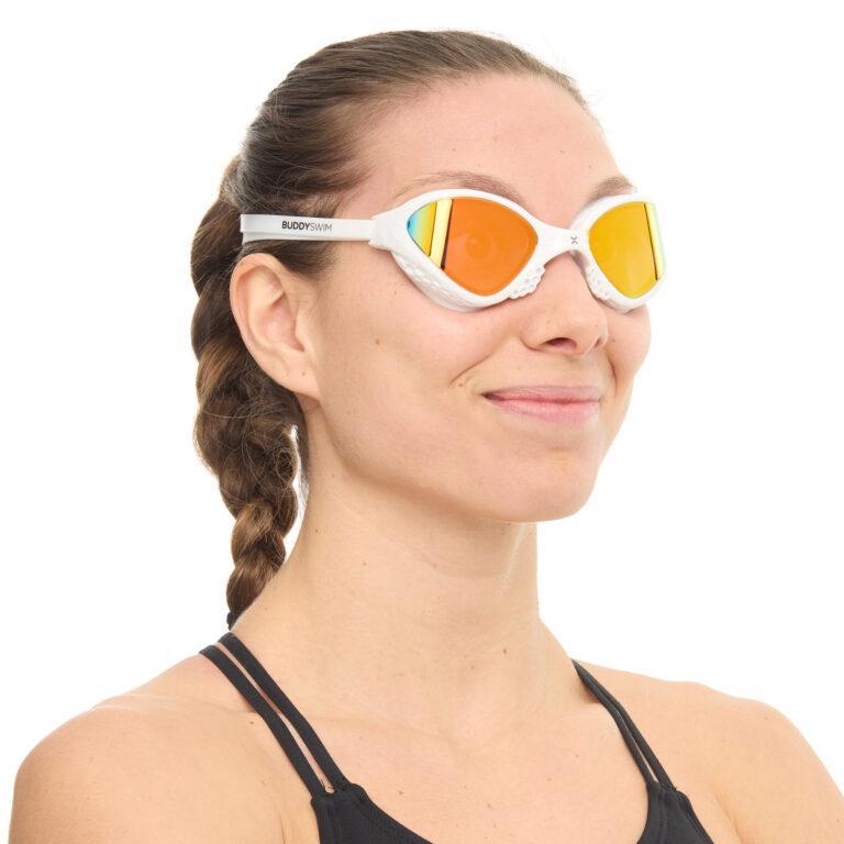 Buddyswim OzeanX Swim Goggles – White / Orange Mirror