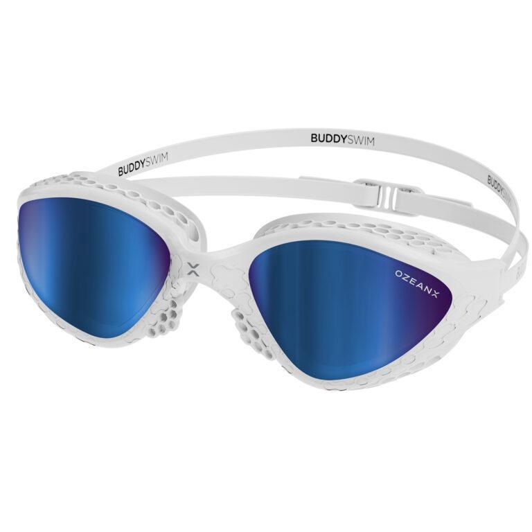 Buddyswim OzeanX Swim Goggles – White / Blue Mirror