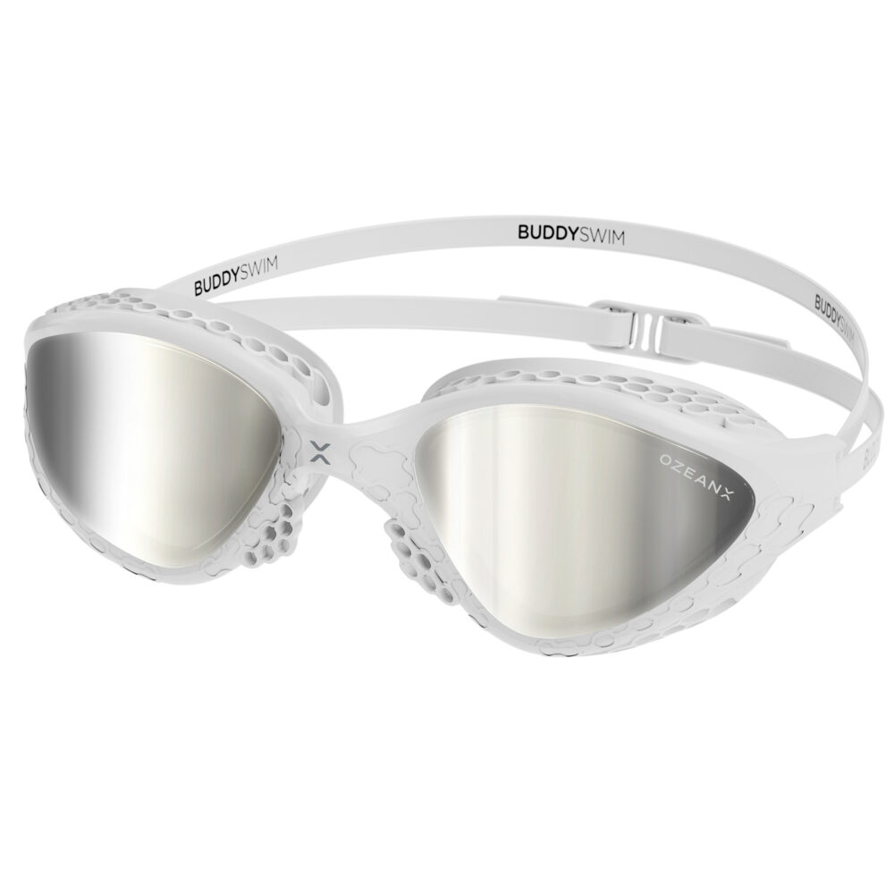 Buddyswim OzeanX Swim Goggles – White / Silver Mirror