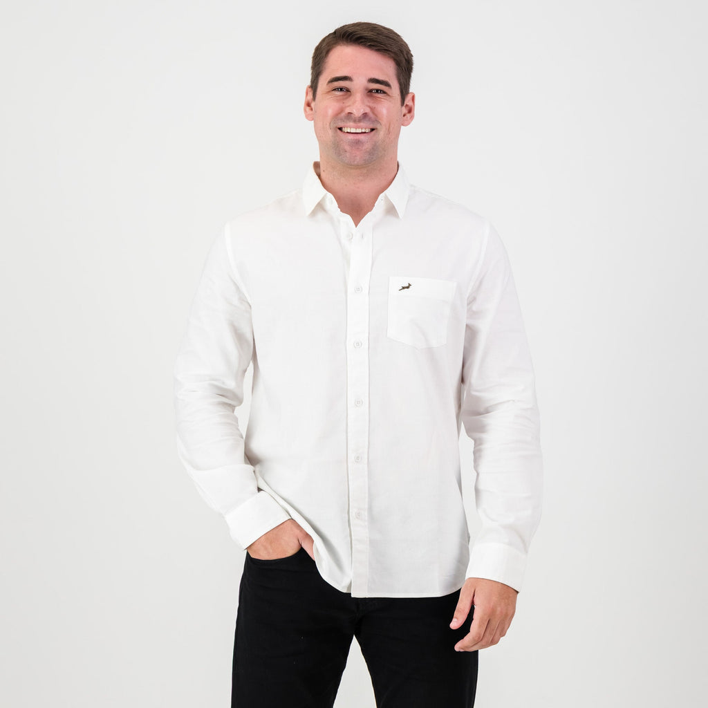 Springboks Tailored LS Oxford Shirt-White