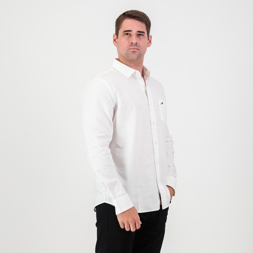 Springboks Tailored LS Oxford Shirt-White