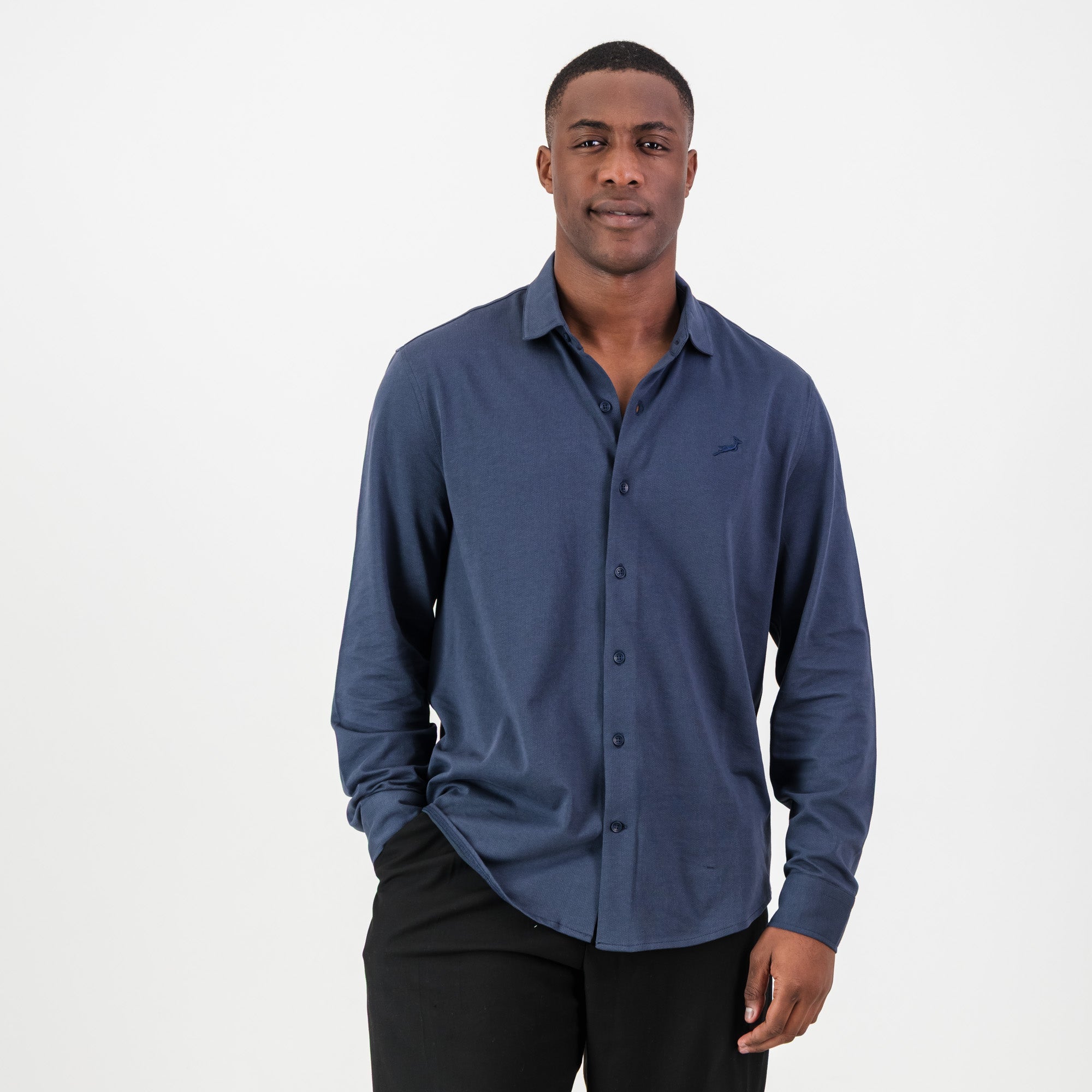 Springboks Tailored LS Shirt-Navy