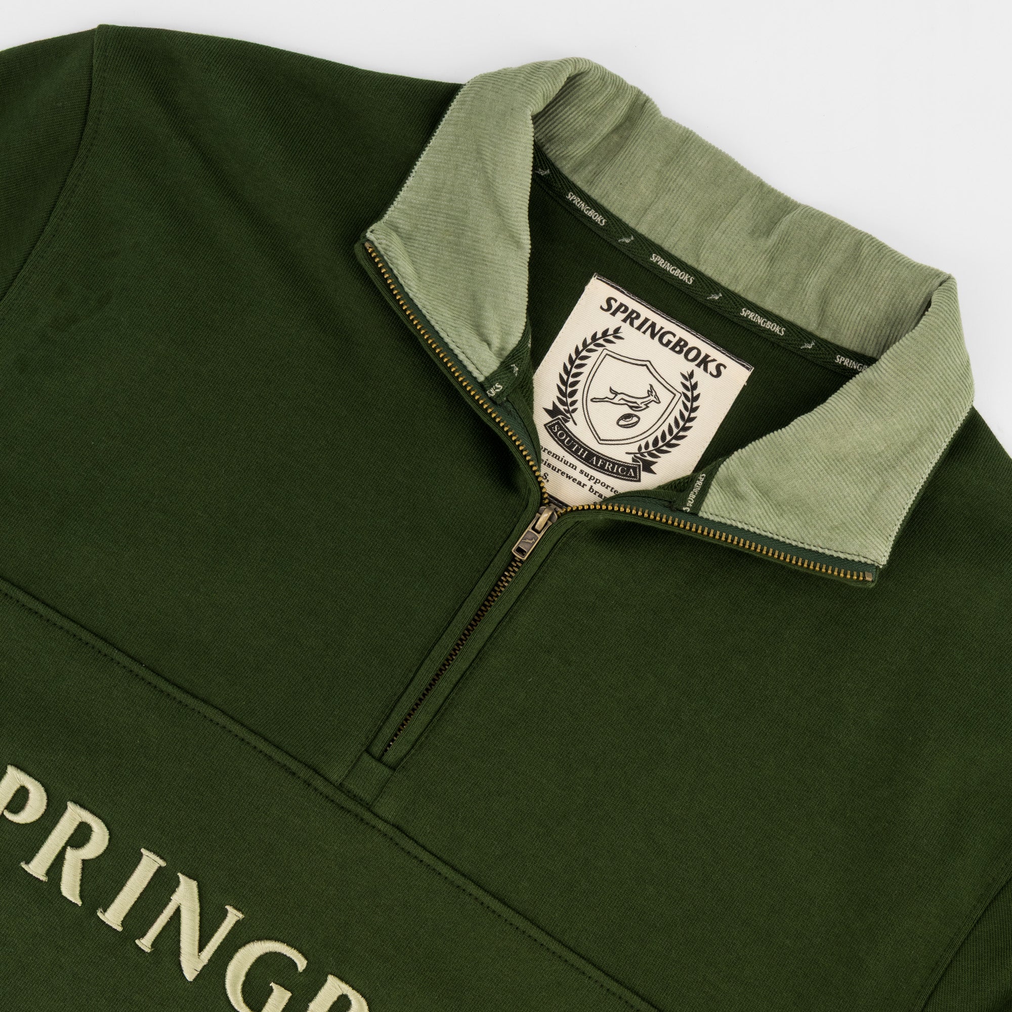 Springboks Word Quarter Zip Sweat-Military Olive