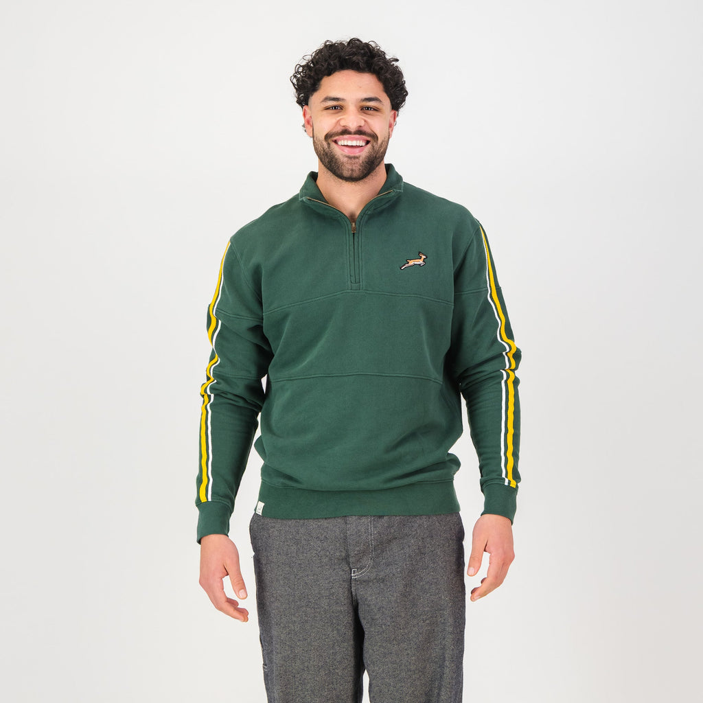 Springboks Twill SLV Quarter Zip Sweat-OS Green