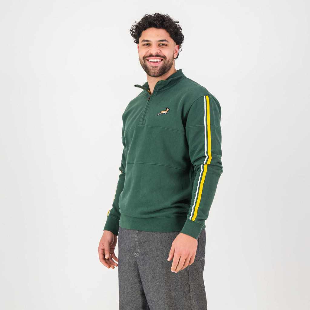 Springboks Twill SLV Quarter Zip Sweat-OS Green
