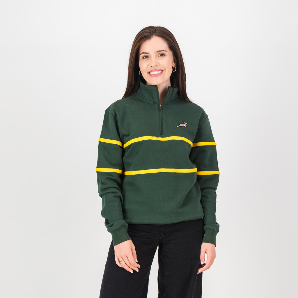 Springboks Twill Hoop Quarter Zip Sweat - OS Green