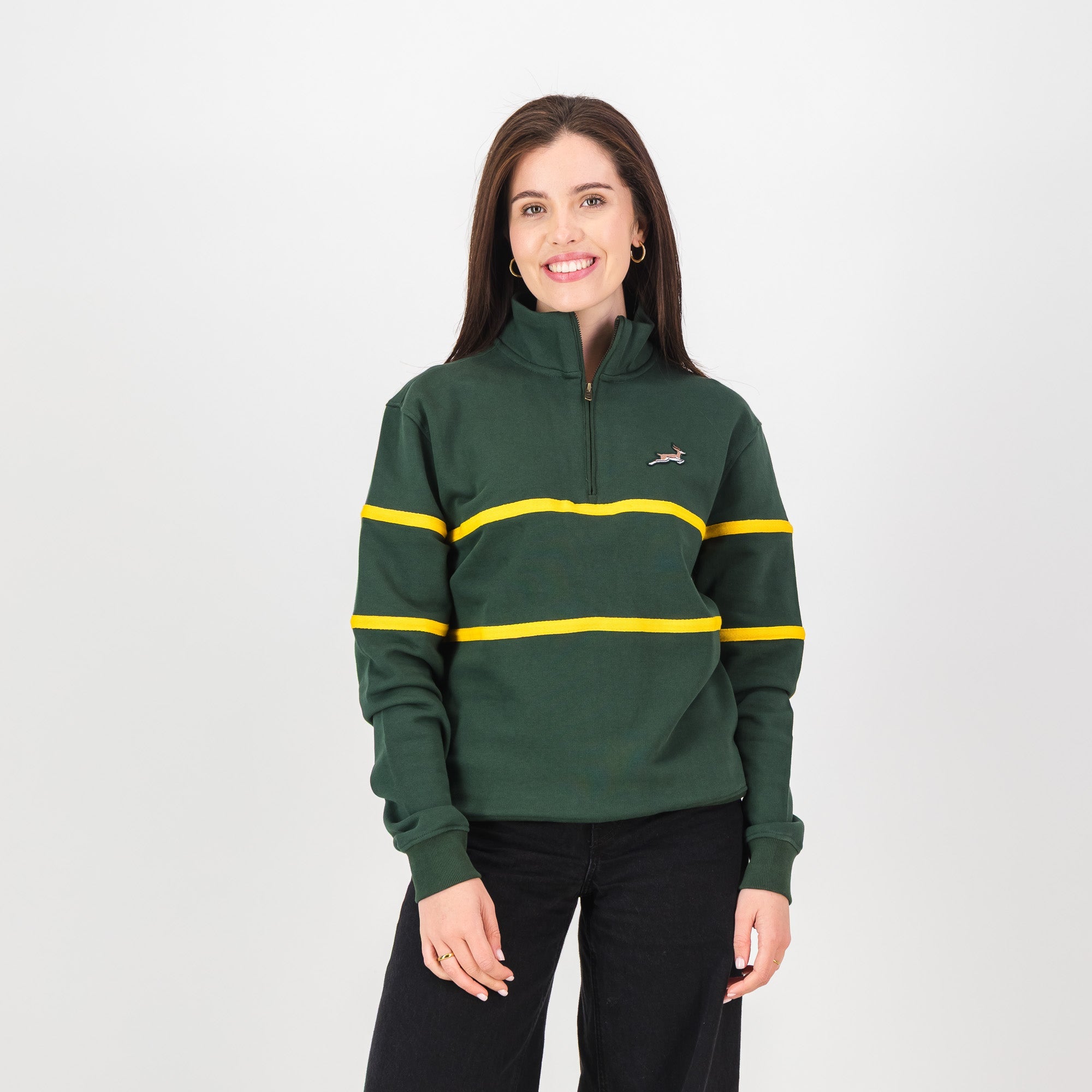 Springboks Twill Hoop Quarter Zip Sweat - OS Green