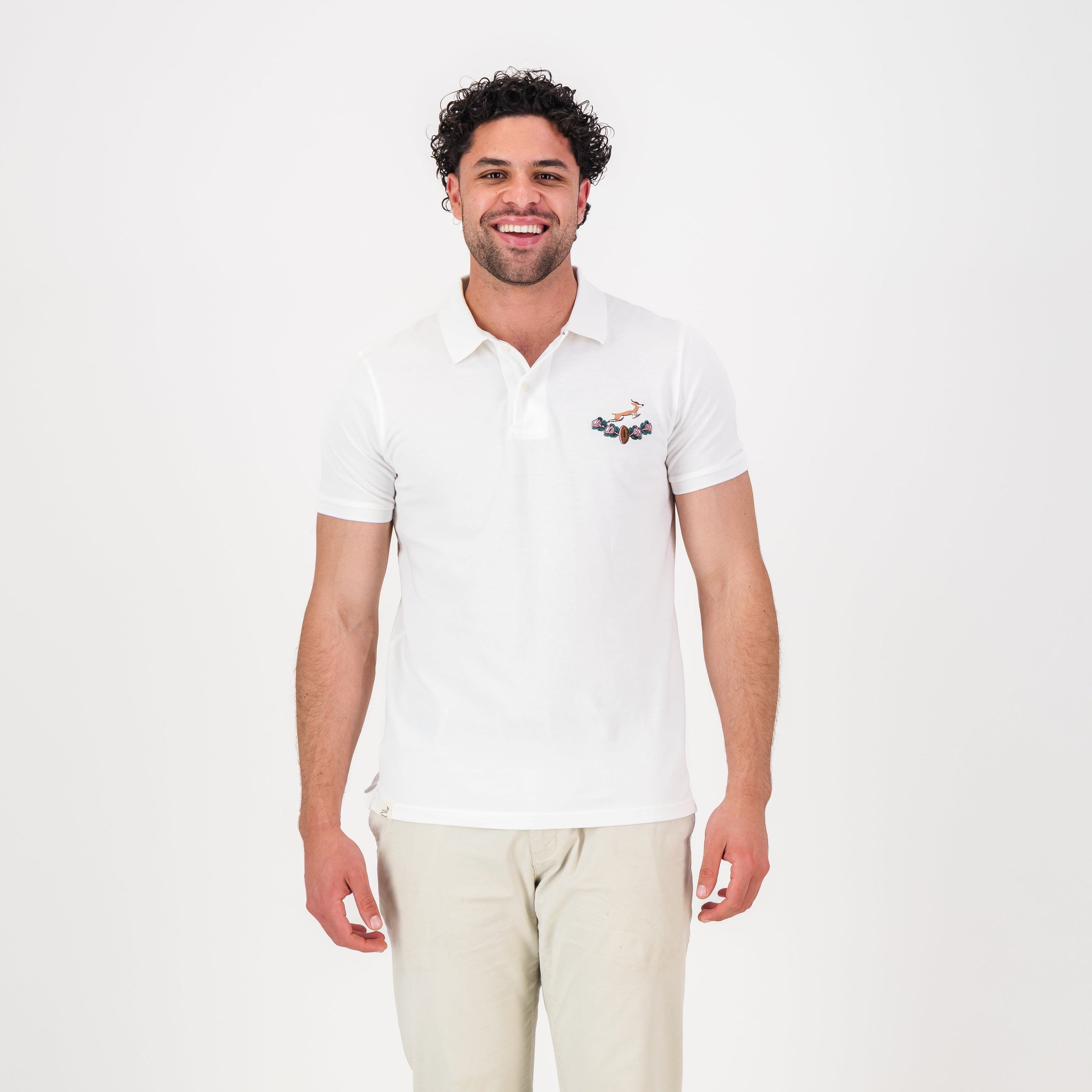 Springboks Vintage SB EMB 2 B SS Polo - White