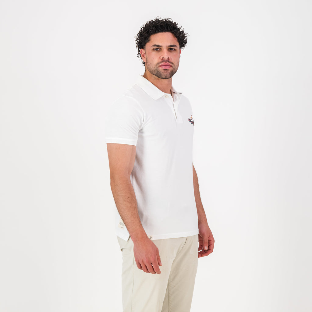 Springboks Vintage SB EMB 2 B SS Polo - White