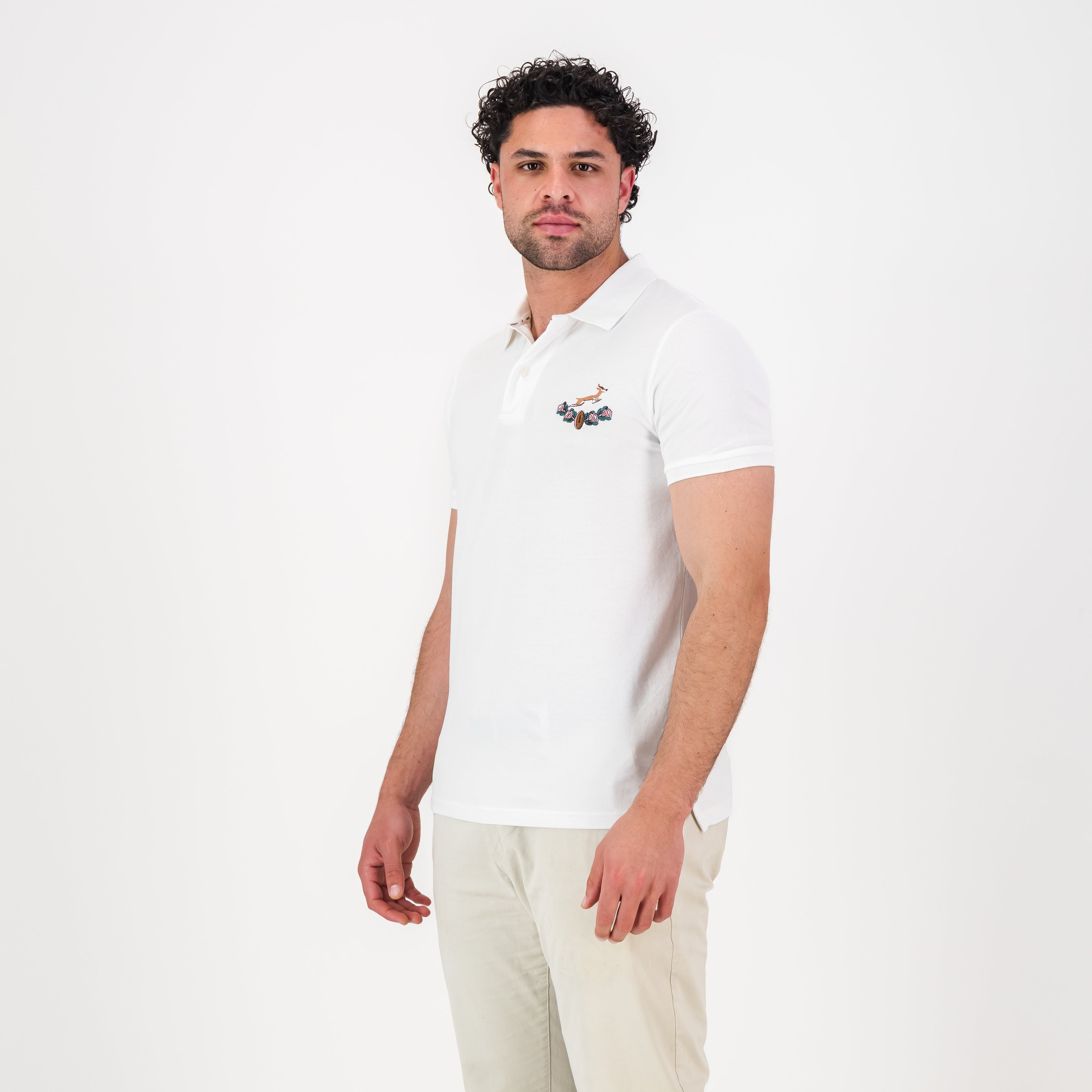 Springboks Vintage SB EMB 2 B SS Polo - White
