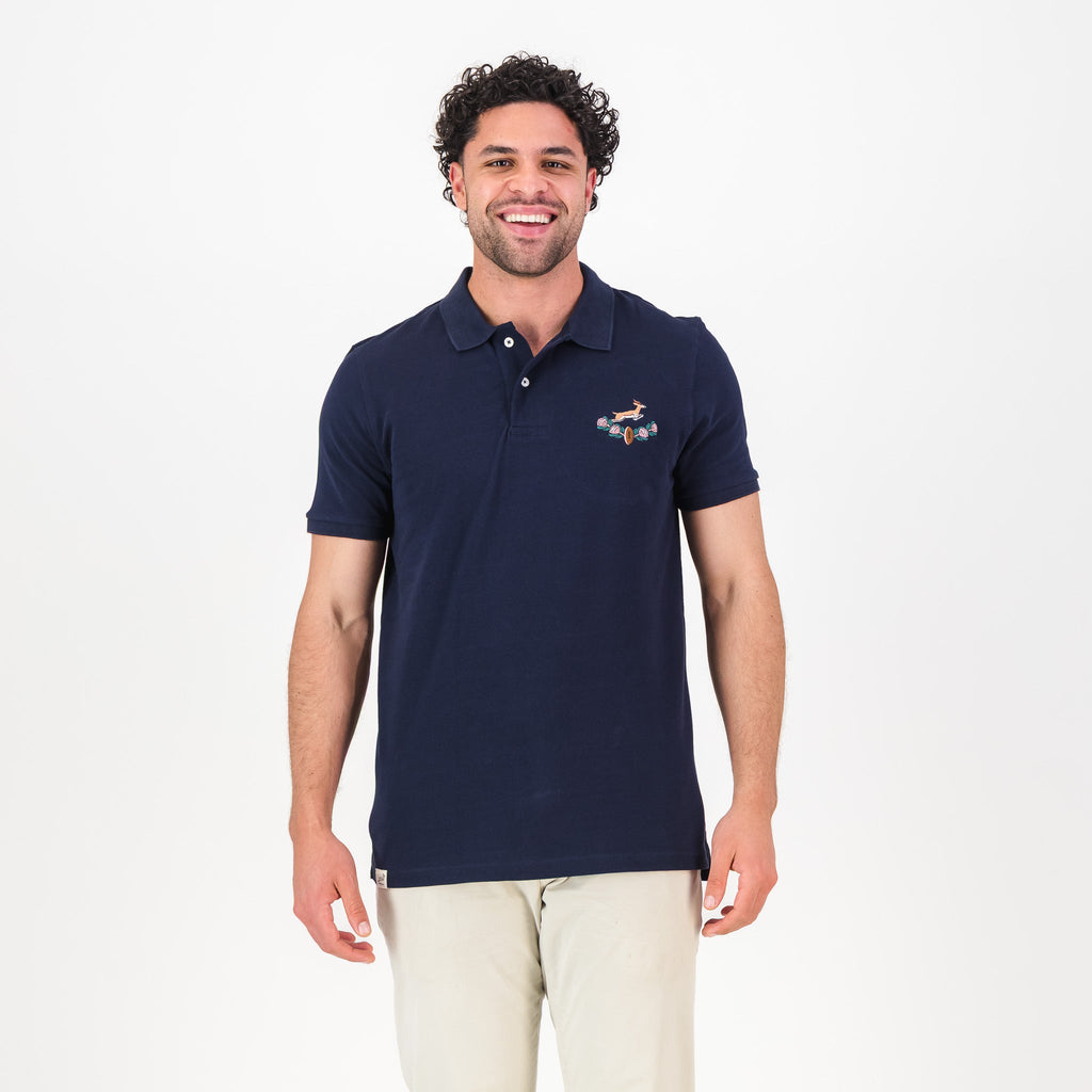 Springboks Vintage SB EMB 2 B SS Polo - Navy