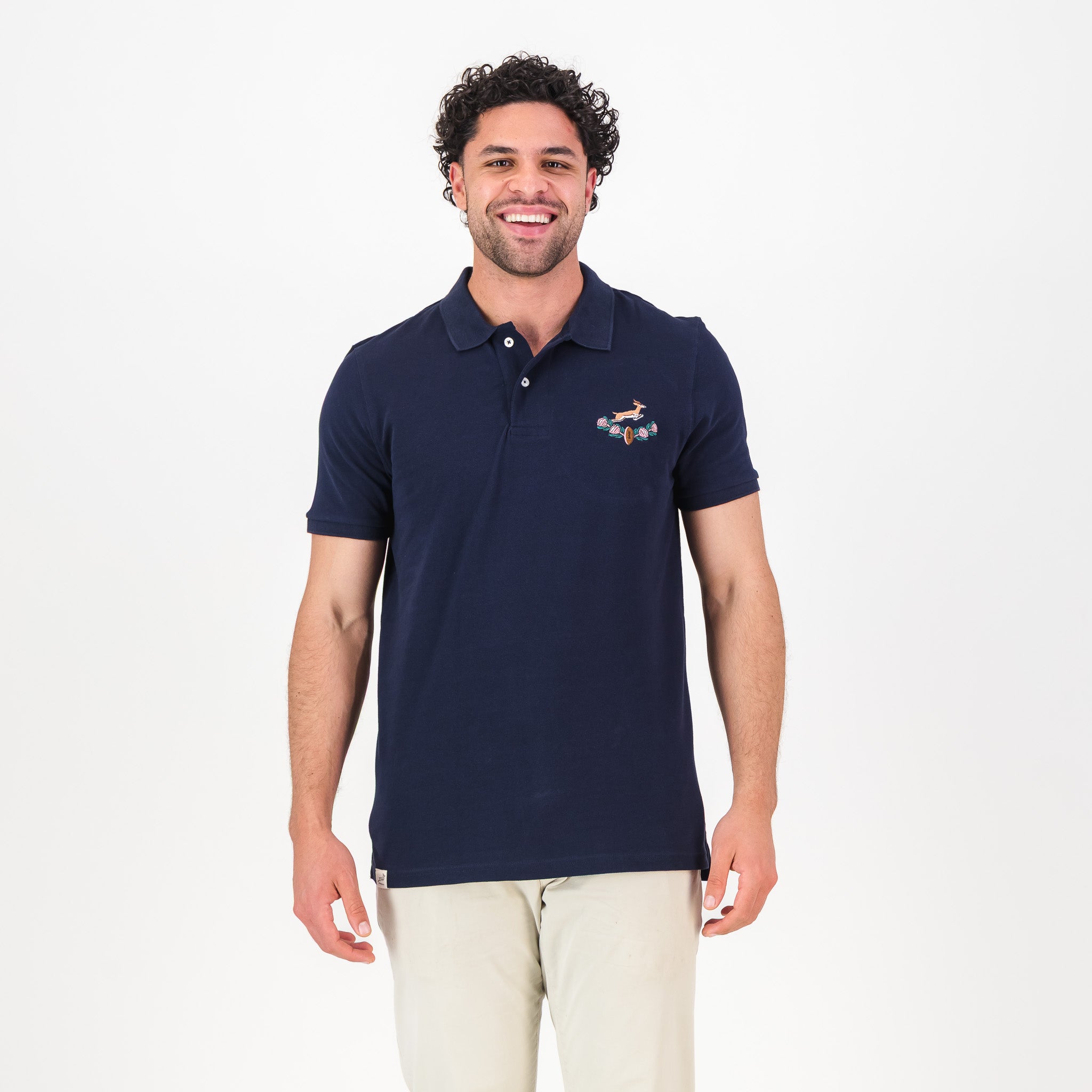 Springboks Vintage SB EMB 2 B SS Polo - Navy
