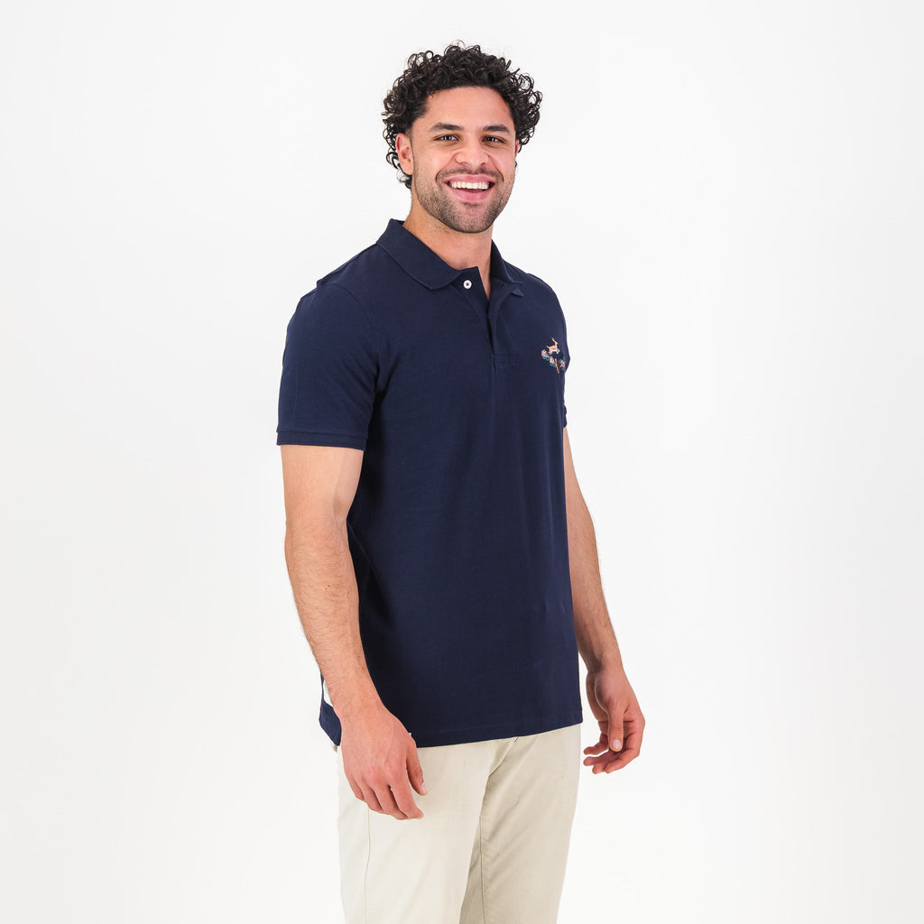Springboks Vintage SB EMB 2 B SS Polo - Navy
