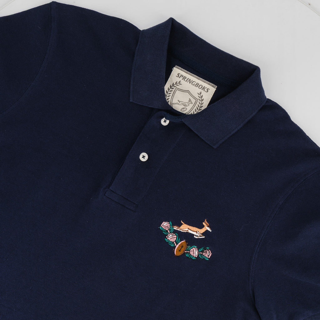 Springboks Vintage SB EMB 2 B SS Polo - Navy