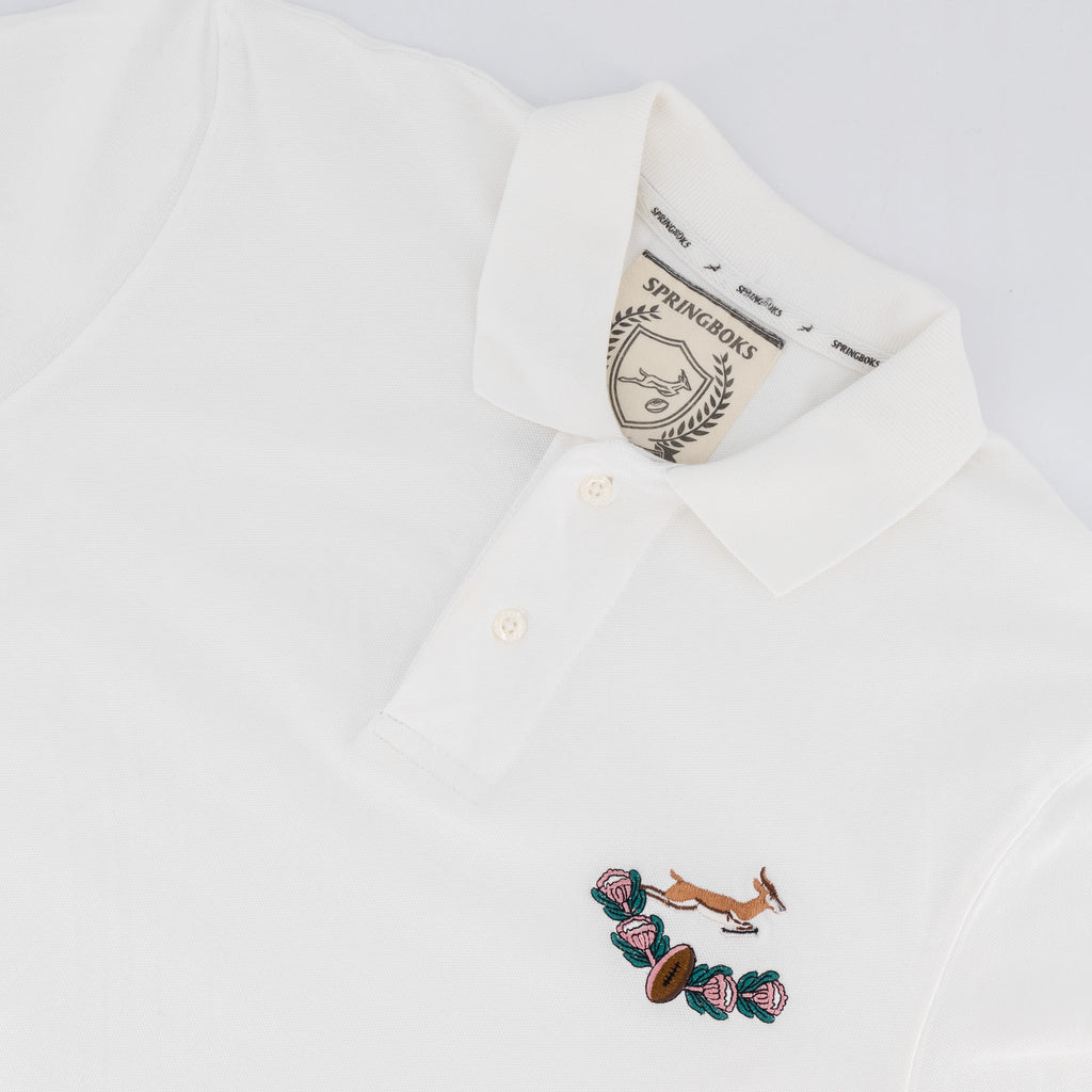Springboks Vintage SB EMB 2 B SS Polo - White