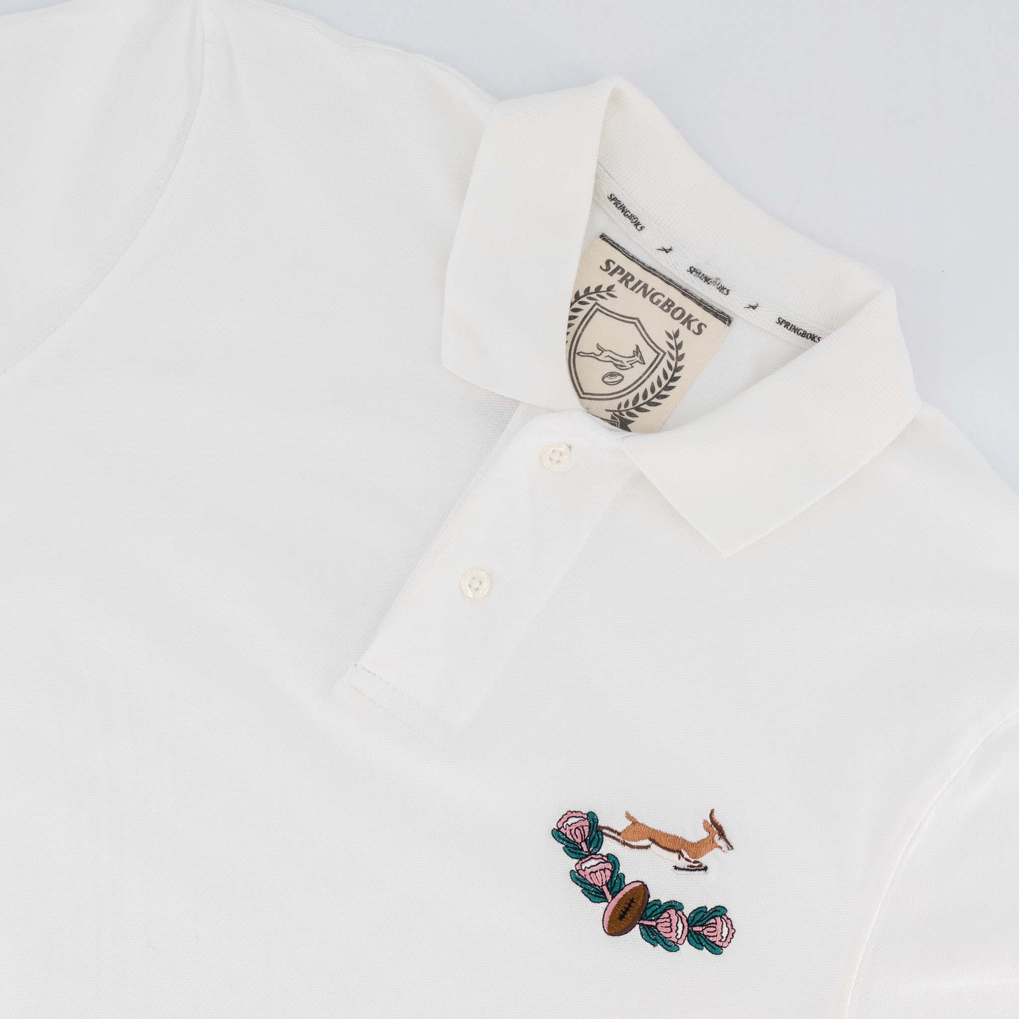 Springboks Vintage SB EMB 2 B SS Polo - White