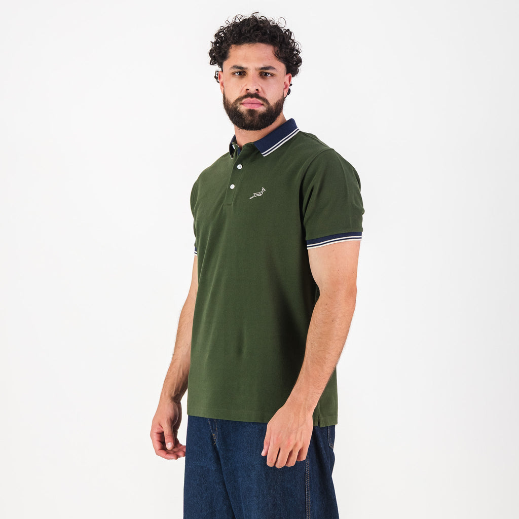 Springboks Tipped SS Polo - Military Olive