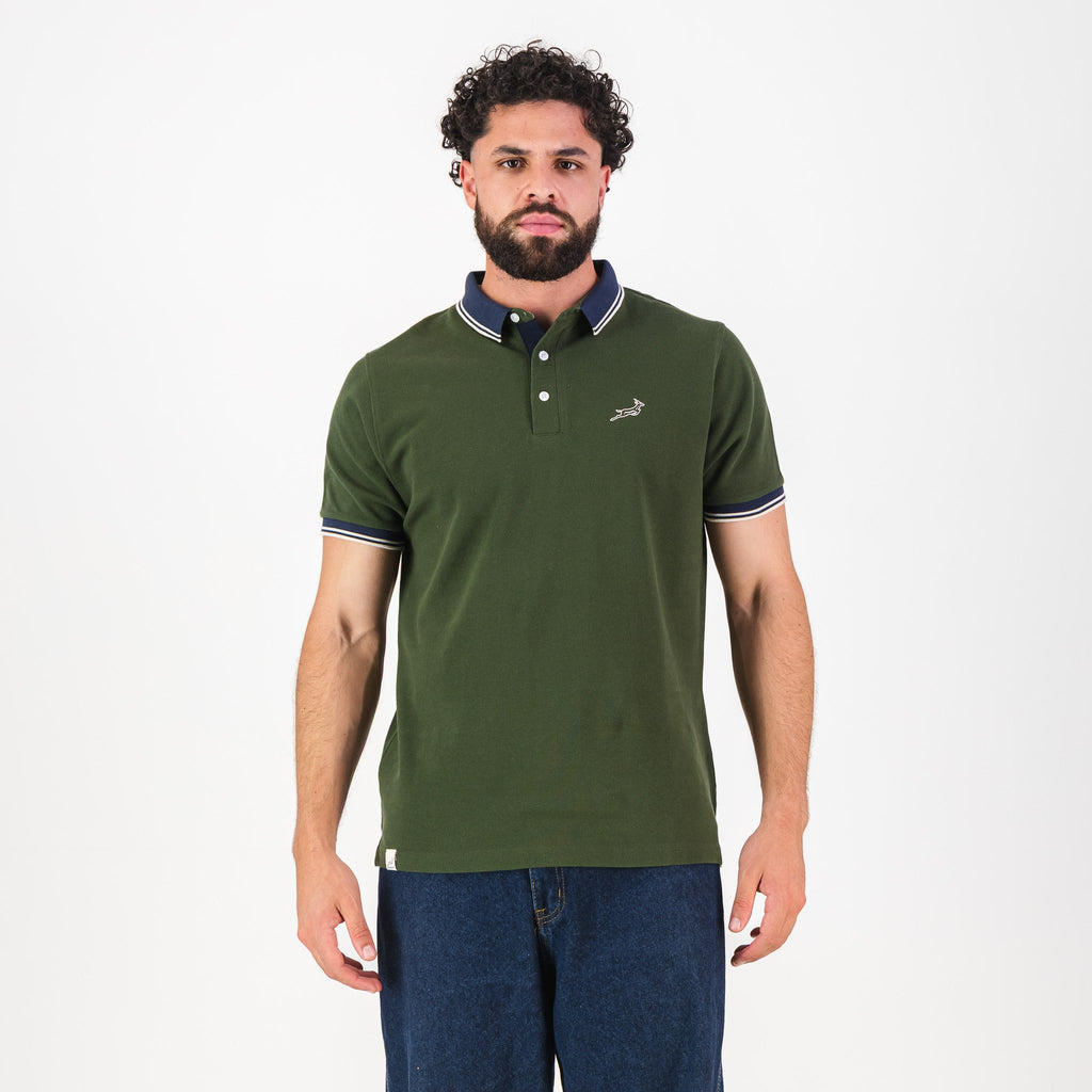 Springboks Tipped SS Polo - Military Olive