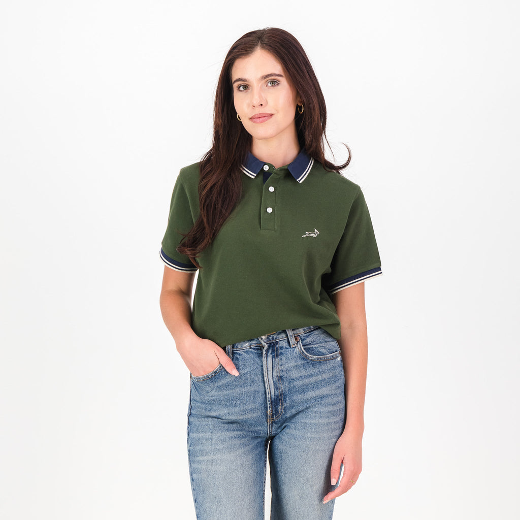 Springboks Tipped SS Polo - Military Olive