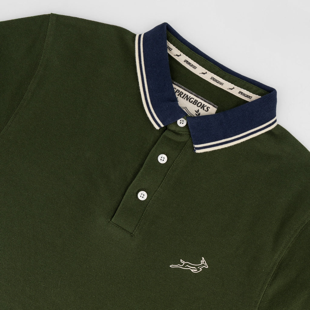 Springboks Tipped SS Polo - Military Olive