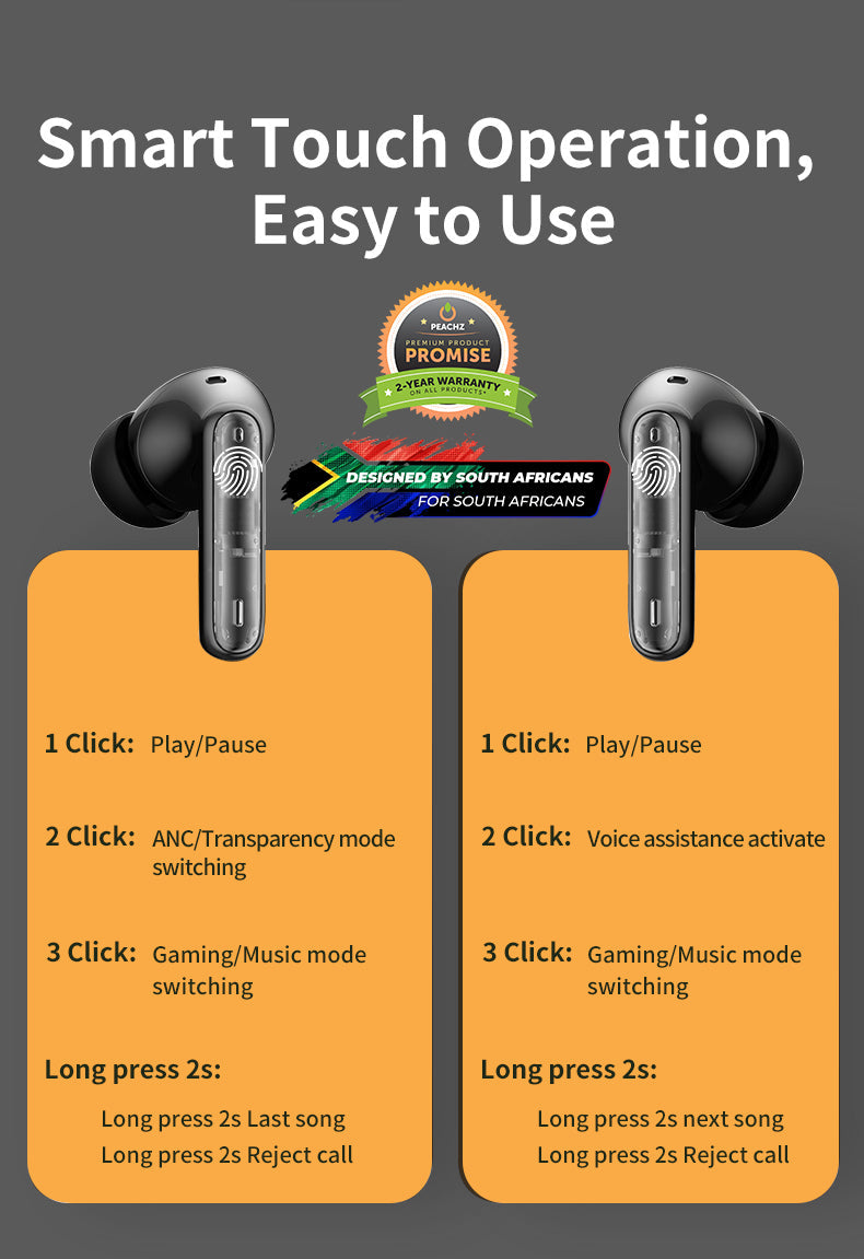 PEACHZ P1 X Wireless Earbuds TWS-4 ENC-Noise-Cancelling Mic Black