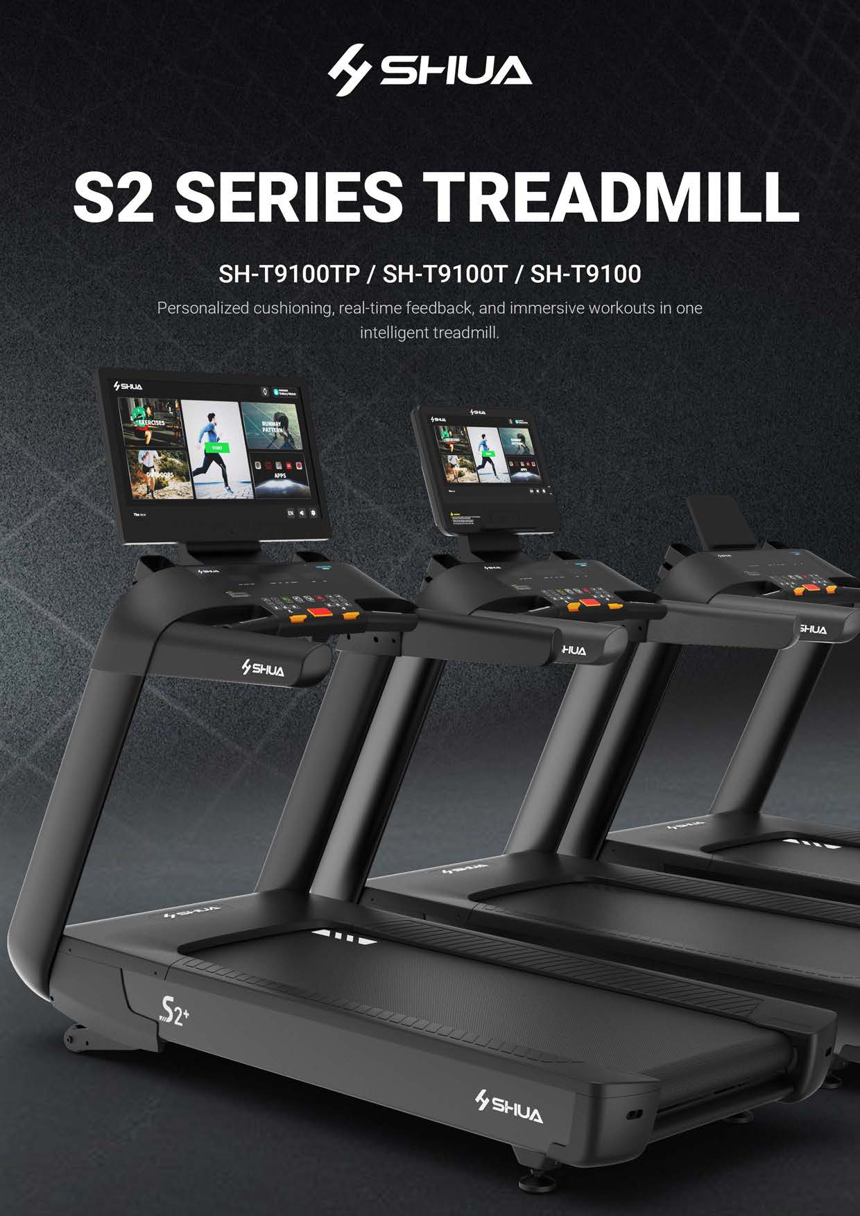 Shua S2+ Pro Commercial Treadmill - 21.5” Touch Screen (7 Year Warranty)