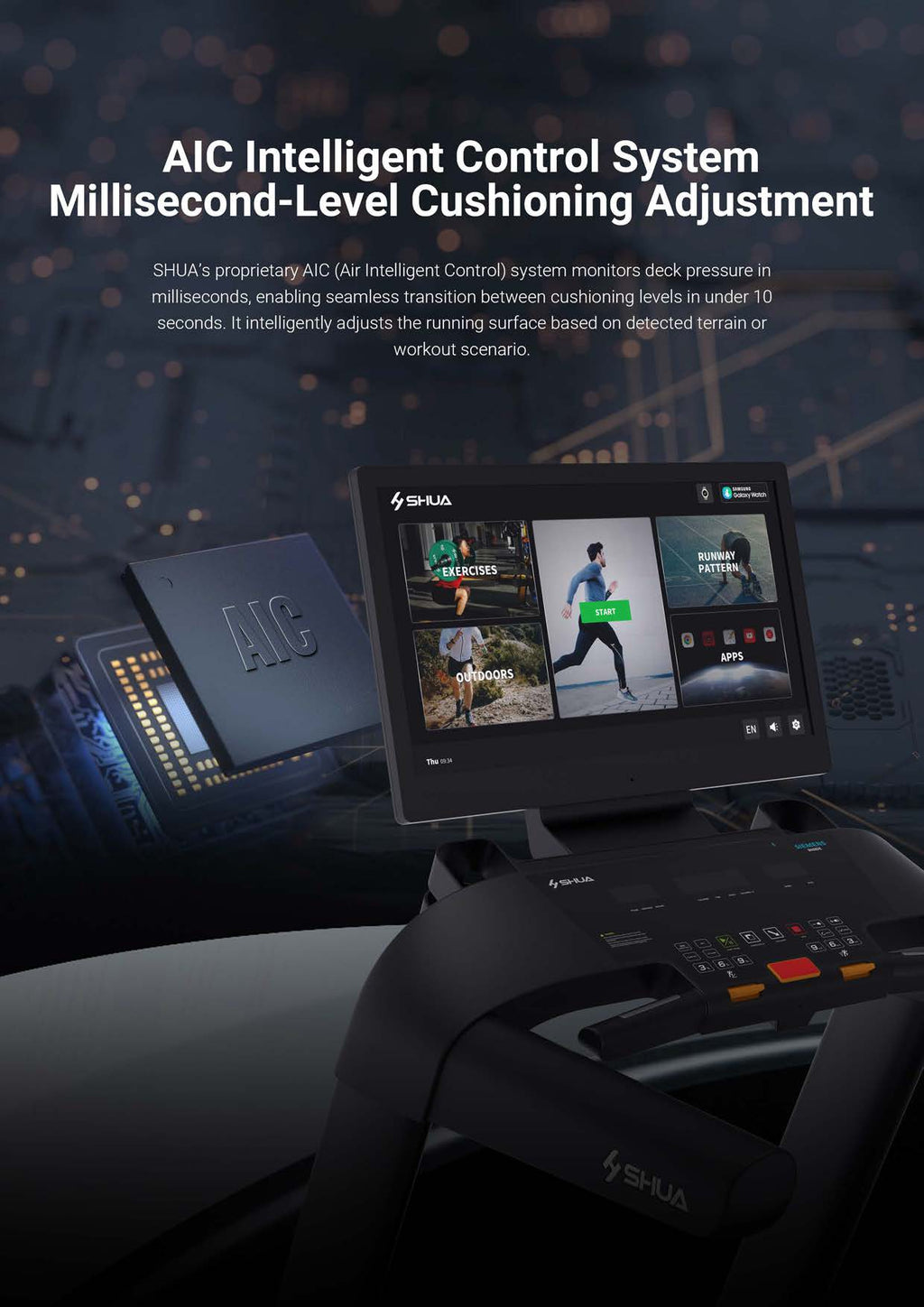 Shua S2+ Pro Commercial Treadmill - 31.5” Touch Screen (7 Year Warranty)