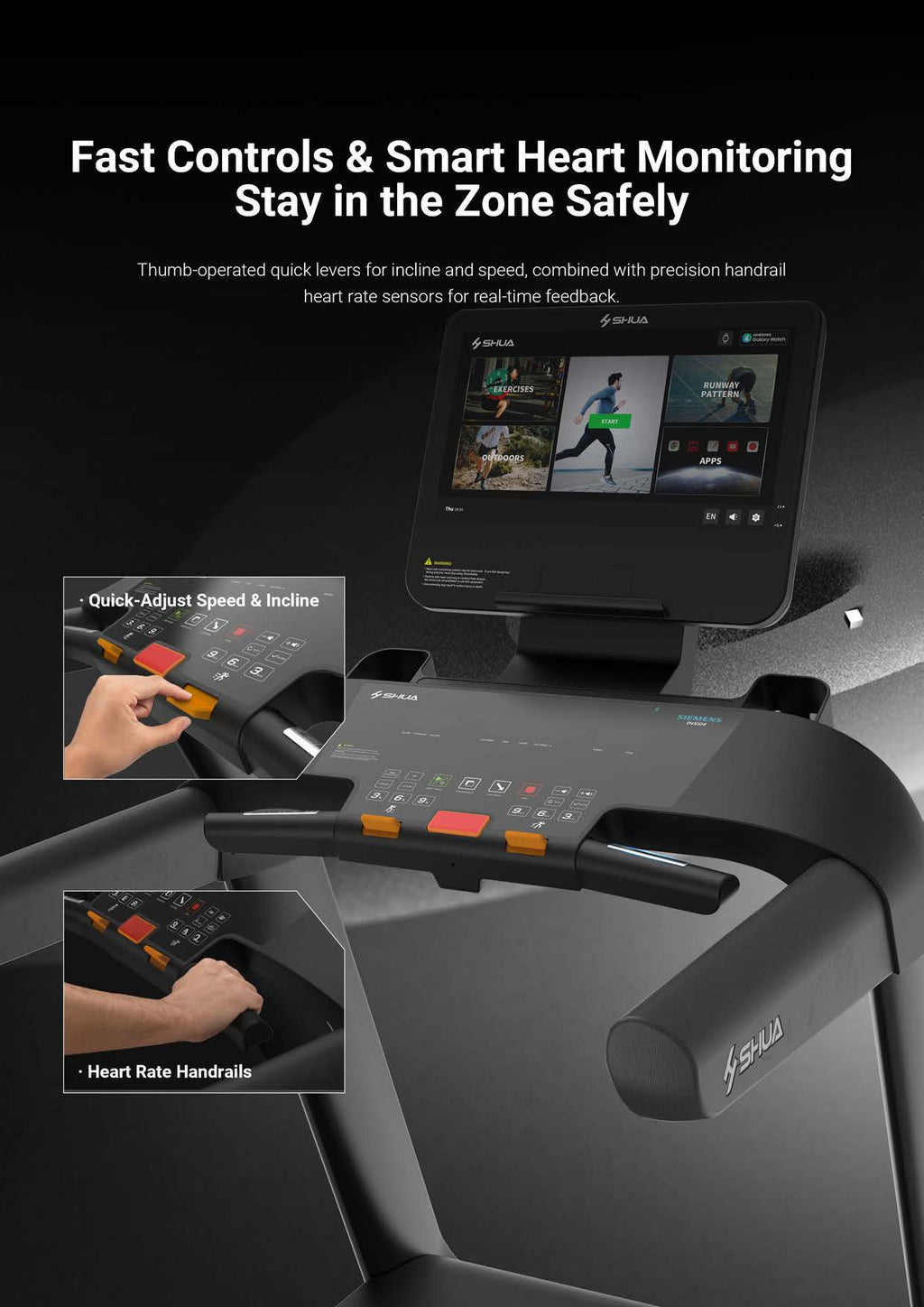 Shua S2+ Pro Commercial Treadmill - 31.5” Touch Screen (7 Year Warranty)