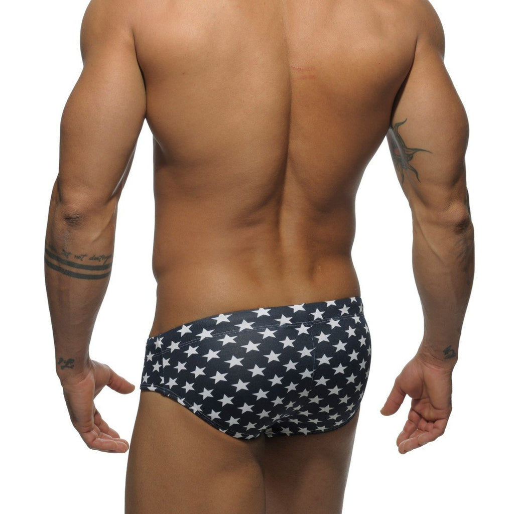 ADDICTED Star printed Sport Stripe Brief - Navy