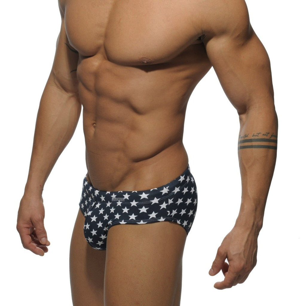 ADDICTED Star printed Sport Stripe Brief - Navy