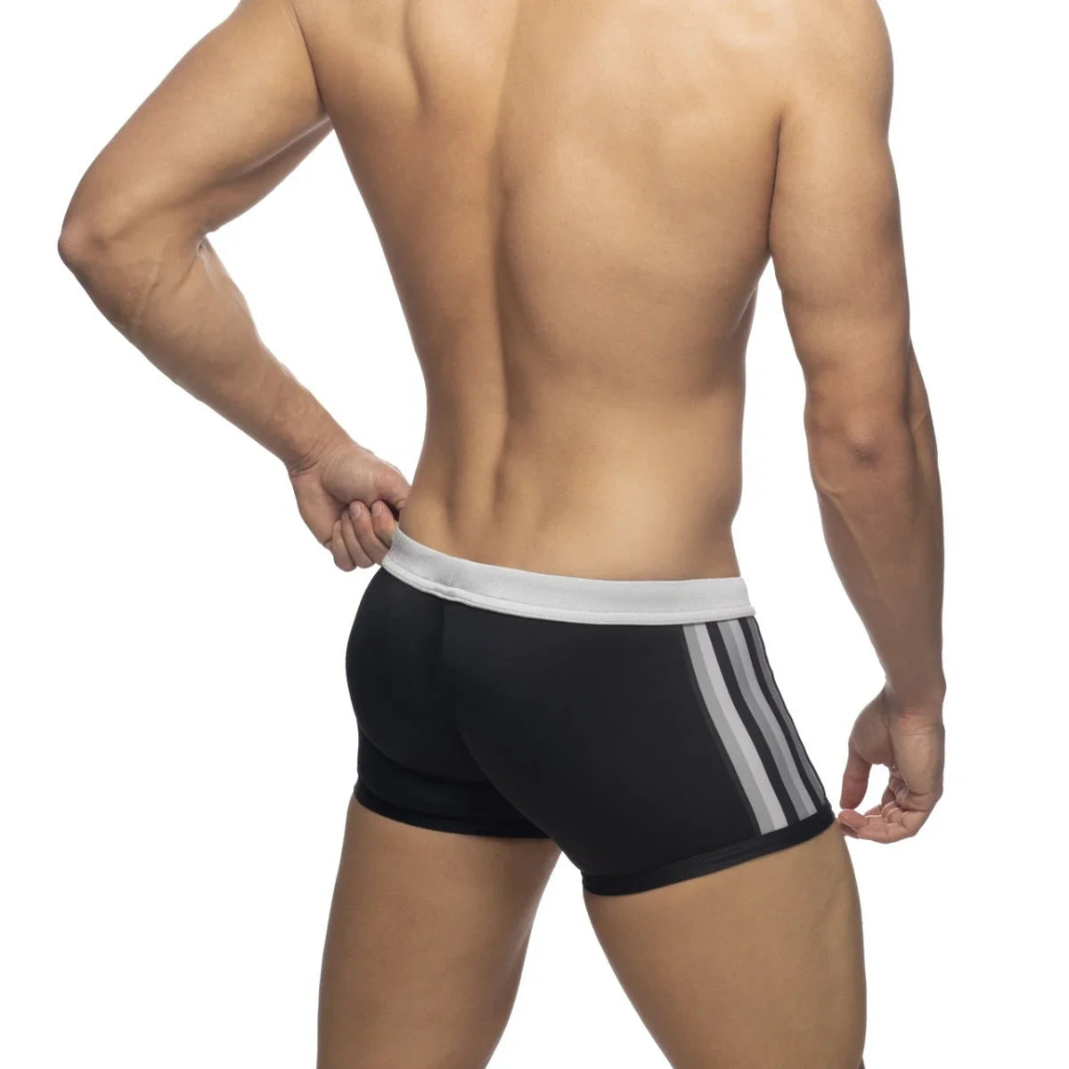 Addicted Black Striped Swim Trunk